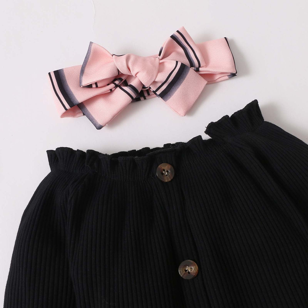 Little Loves Pink Stripe Bow Outfit Set