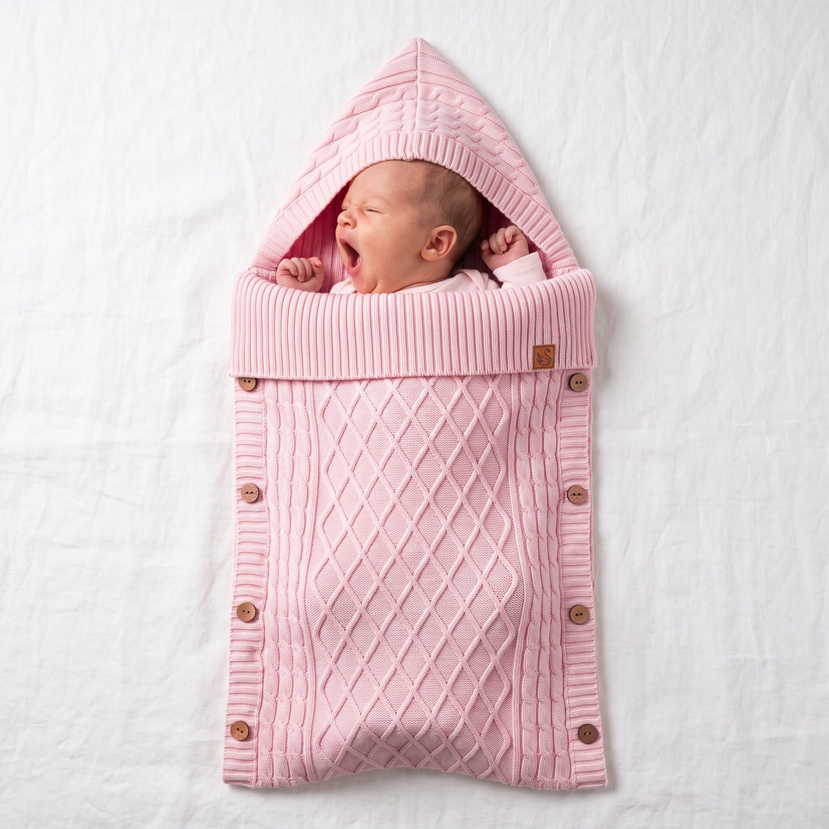 Beautifully Spotted™ Sweet Dreams Cable Knit Baby Sleep Sack – Pink