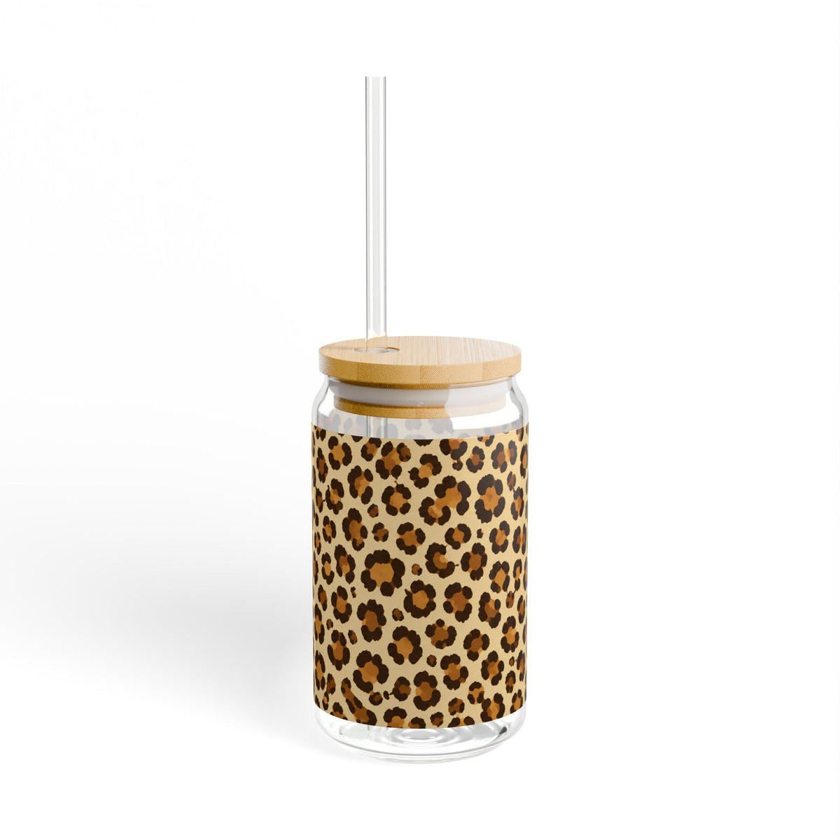 Leopard Print 16oz Sipper Glass – Reusable Straw Tumbler