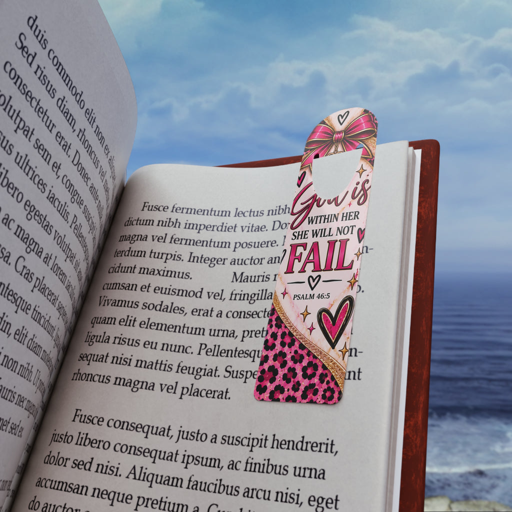 God Is Within Her Psalm 46:5 Pink Cheetah Bookmark