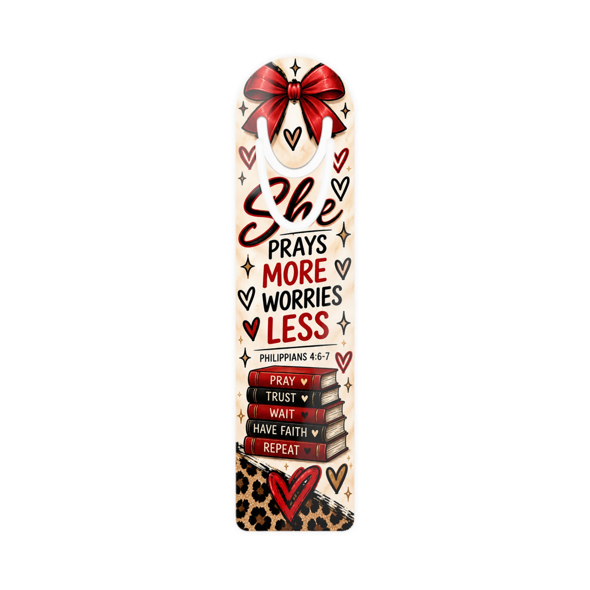 She Prays More, Worries Less Philippians 4:6-7 Bookmark