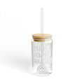 Think Happy Thoughts Glass Sipper — 16oz Bamboo Lid Straw Tumbler