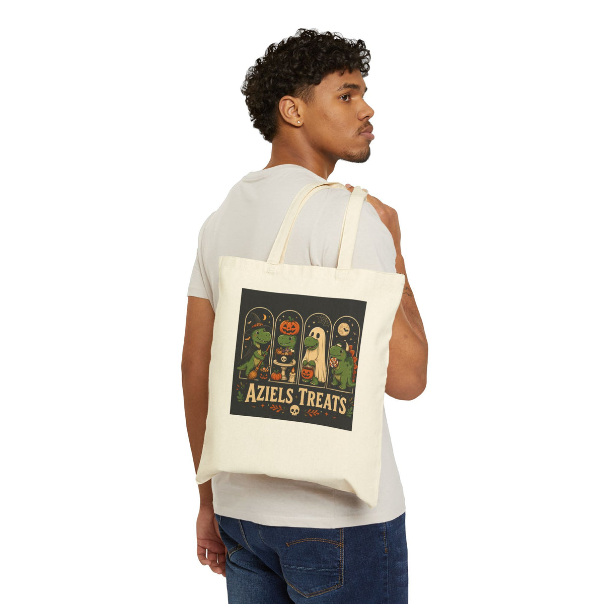 Aziels Treats Halloween Tote Bag- Personalized Kids Trick -or- Treat Bag