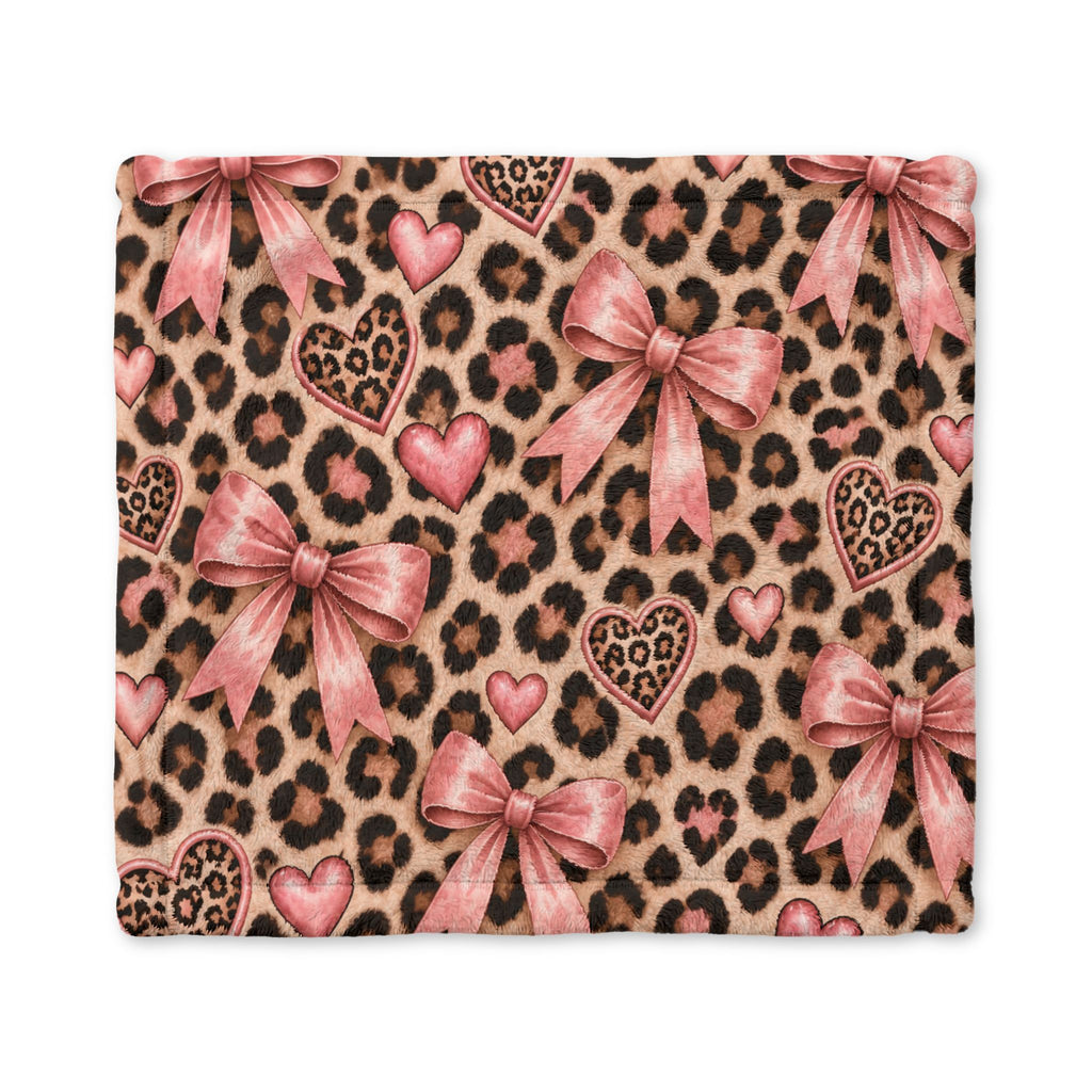 Beautifully Spotted Blessings – Blush Bow & Leopard Baby Lovey Blanket
