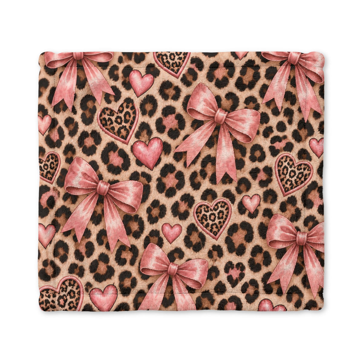 Beautifully Spotted Blessings – Blush Bow & Leopard Baby Lovey Blanket