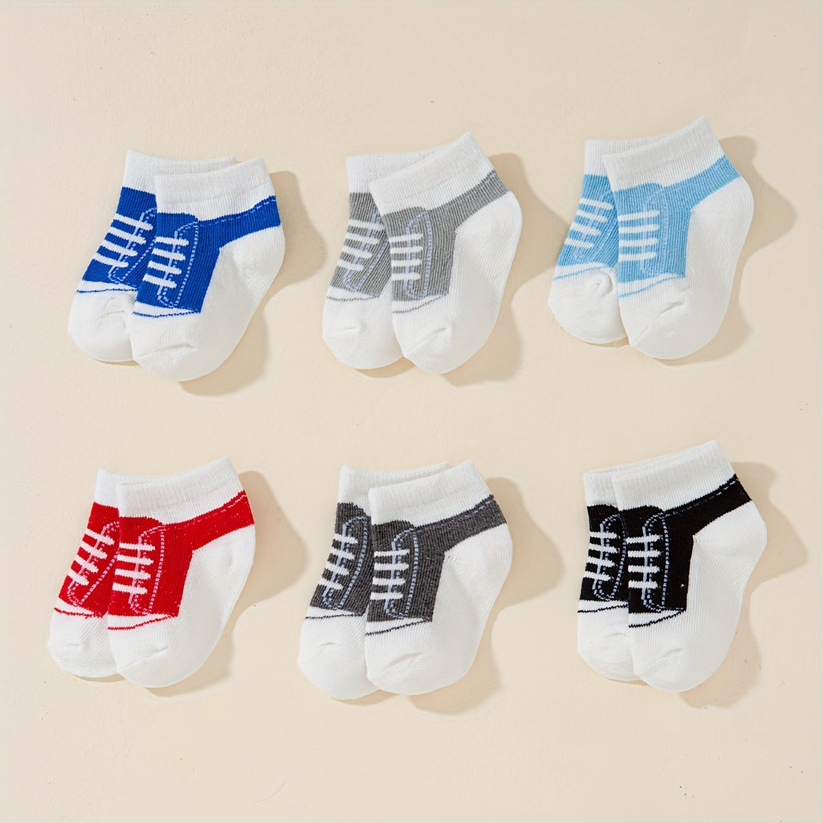 6-Pair Kids Casual Crew Socks – Colorful Stripe Sneaker Design