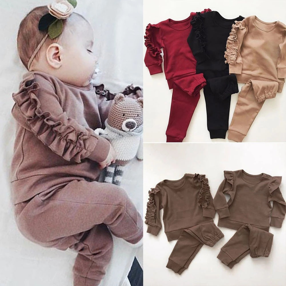 Little Loves Ruffle Lounge Set | 2-Piece Baby & Toddler Outfit