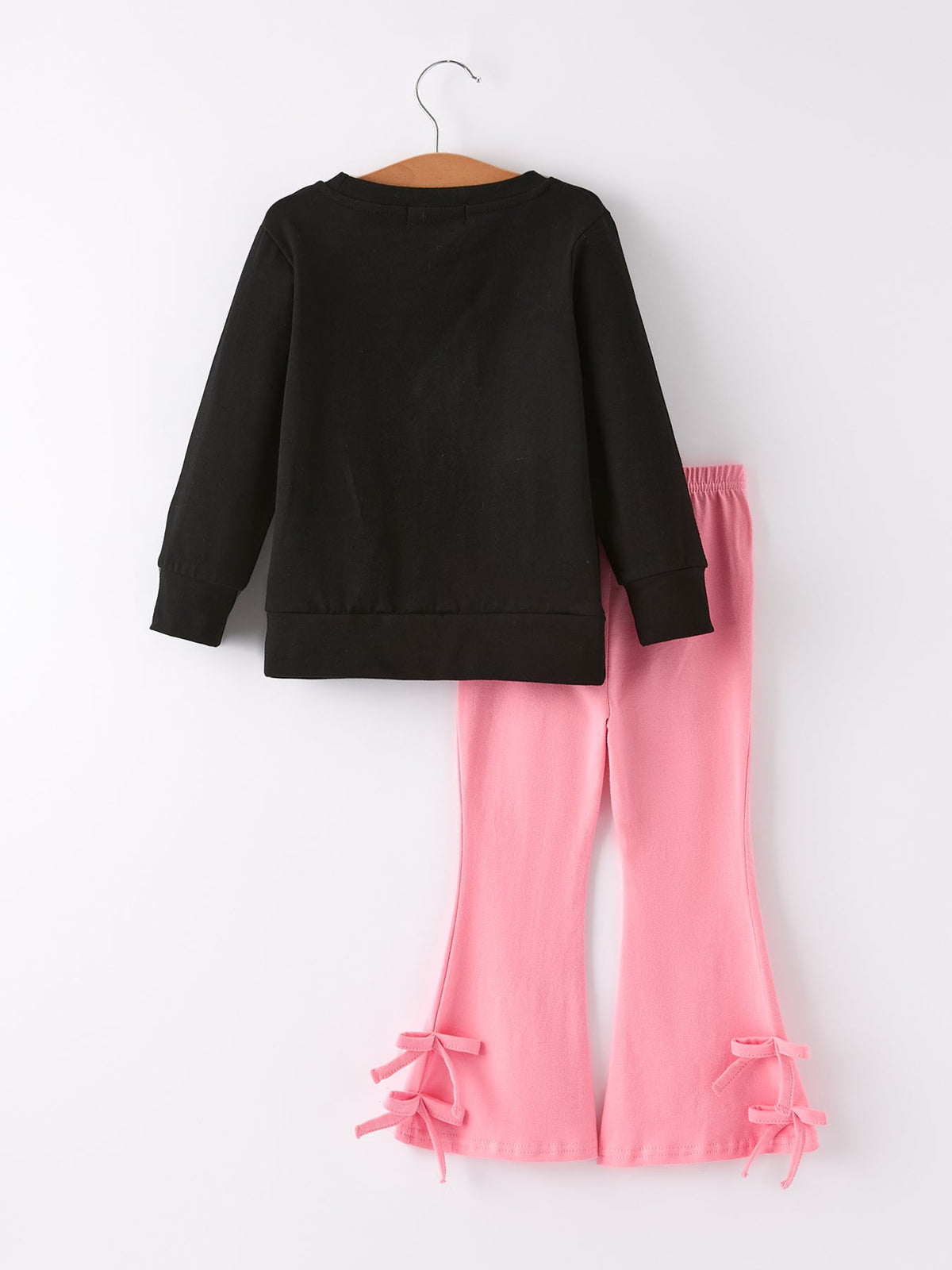 Hocus Pocus Halloween Black Top & Pink Bell Bottom Set – Girls