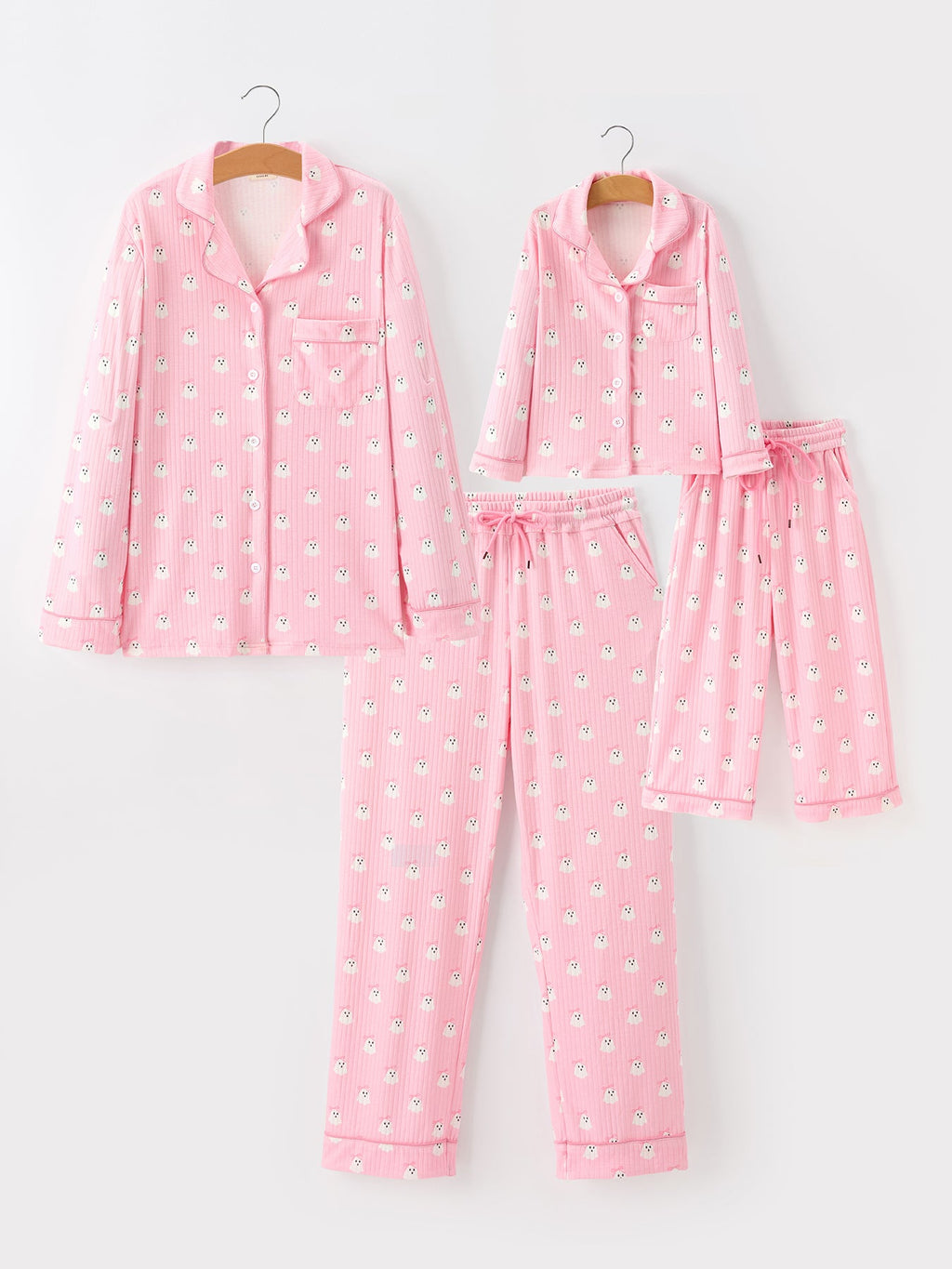 Halloween Ghost Pink Pajama Lounge Set - Kids & Adult Matching Styles