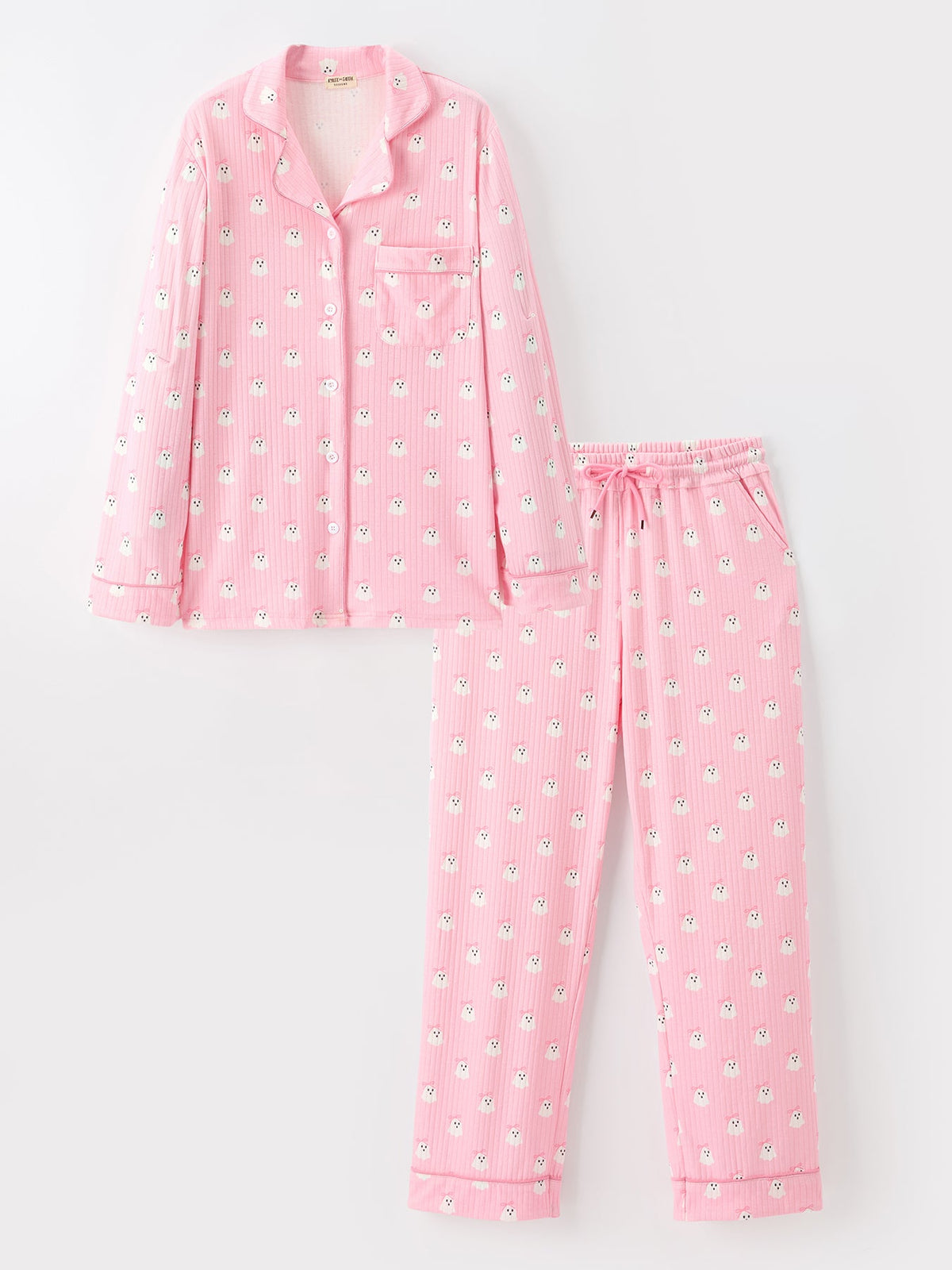Halloween Ghost Pink Pajama Lounge Set - Kids & Adult Matching Styles