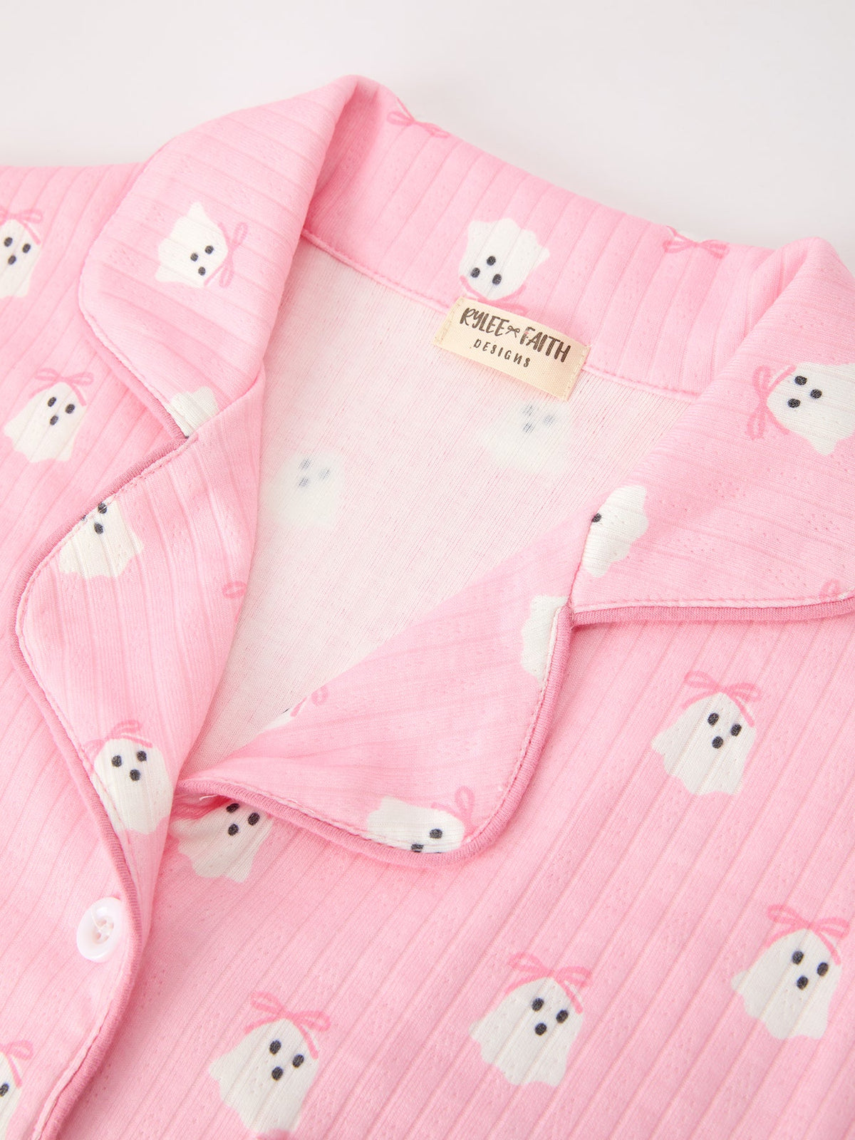 Halloween Ghost Pink Pajama Lounge Set - Kids & Adult Matching Styles