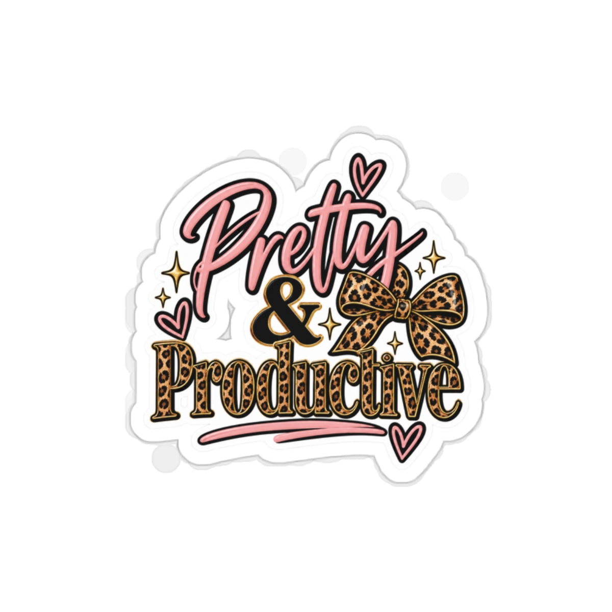 Pretty & Productive Leopard Bow Sticker | Beautifully Spotted