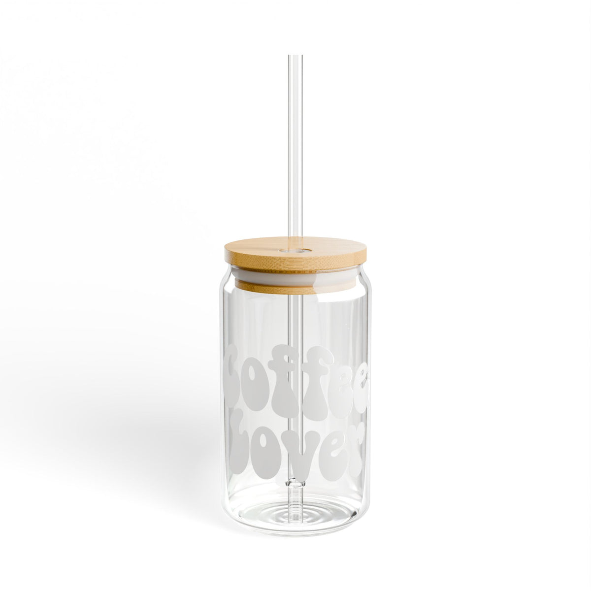 Groovy 'Coffee Lover' 16oz Glass Sipper with Bamboo Lid