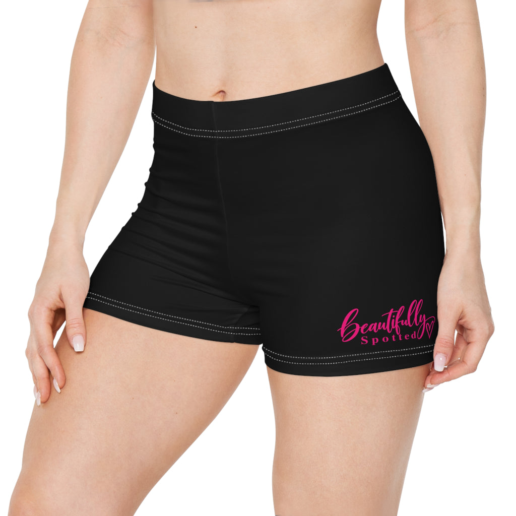 Beautifully Spotted Signature Active Shorts | Black & Hot Pink