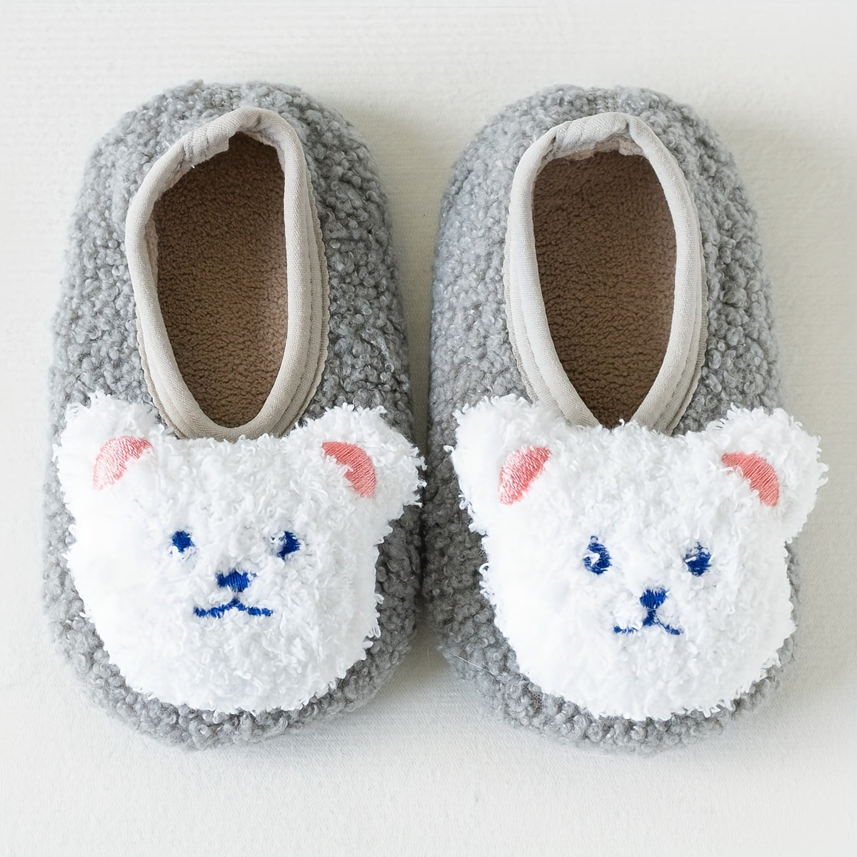 Lil Loves Cozy Bear Toddler Slipper Socks – Soft Non-Slip Indoor Shoes