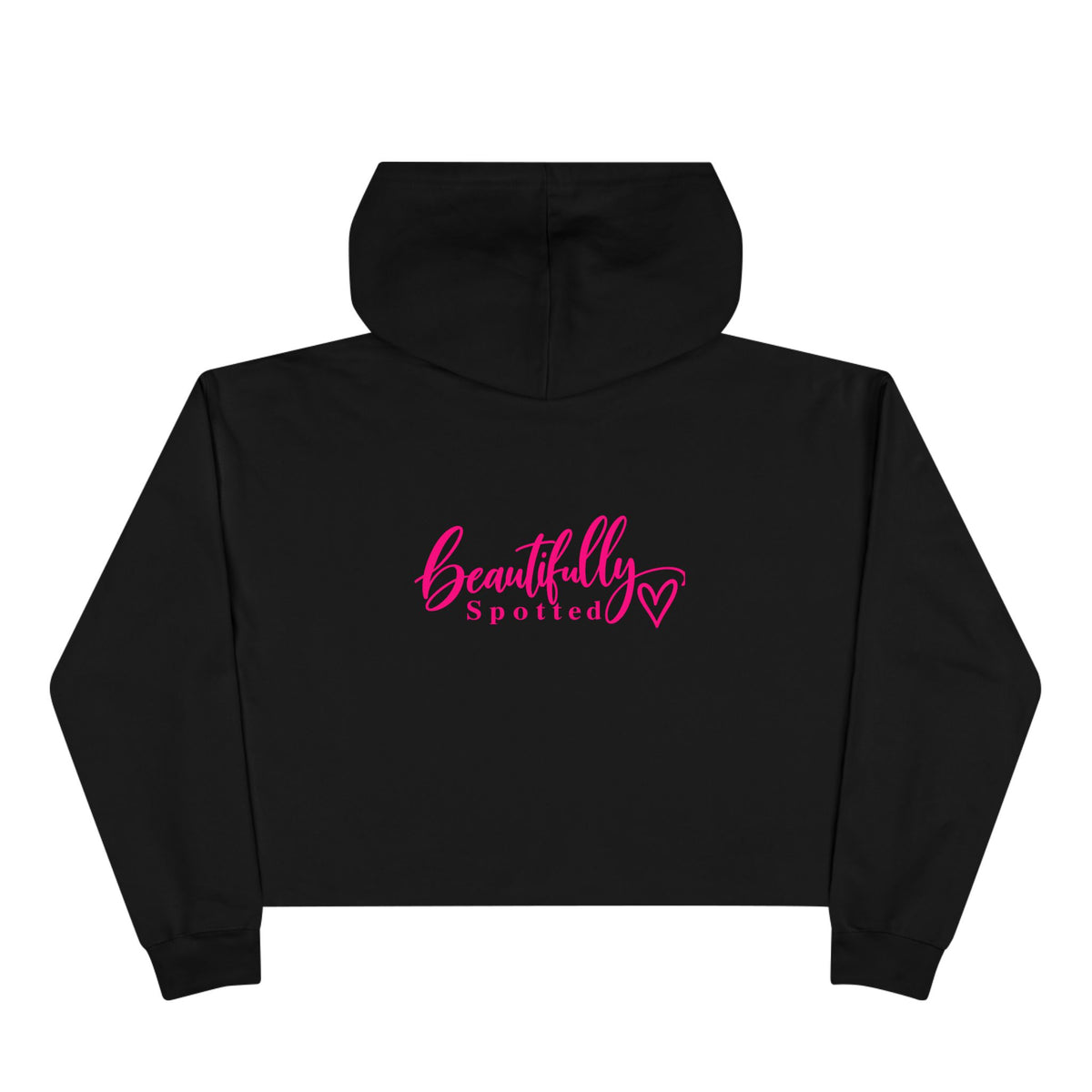 Beautifully Spotted™ Signature Cropped Hoodie – Black & Hot Pink