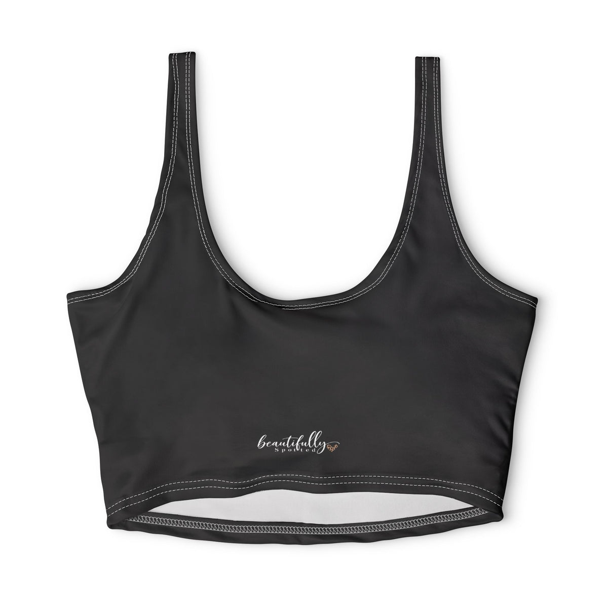 Minimal Black Sports Bra — 'beautélle' Printed Active Crop Top
