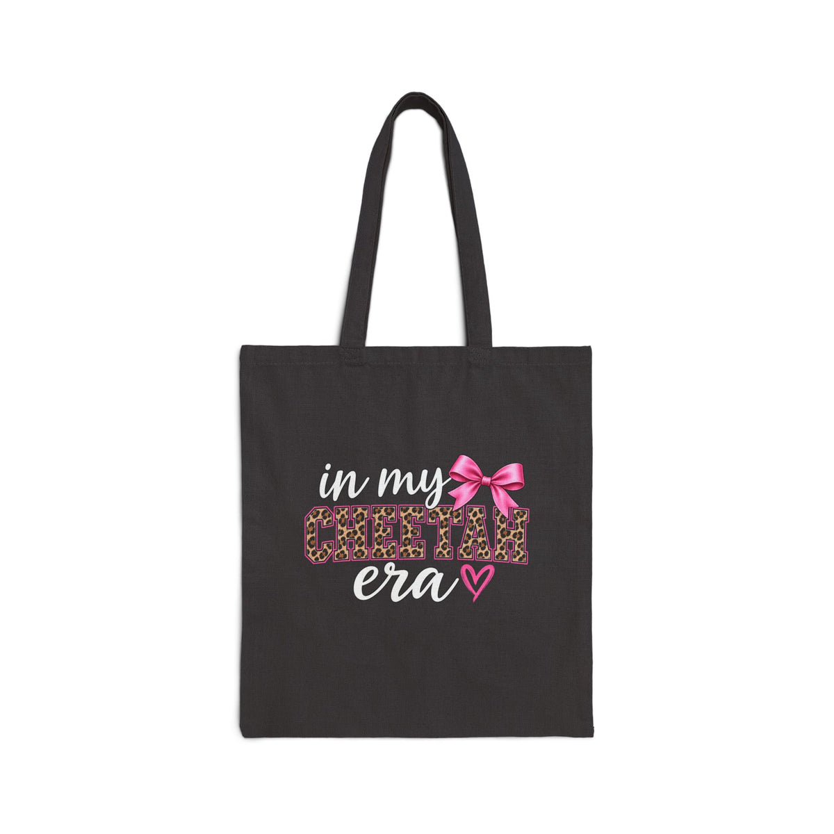 Canvas Tote Bag — "In My Cheetah Era" Leopard Print Bow Shopper