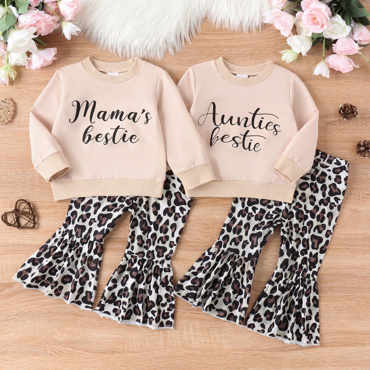 Mama’s & Auntie’s Bestie Leopard Bell Bottom Set
