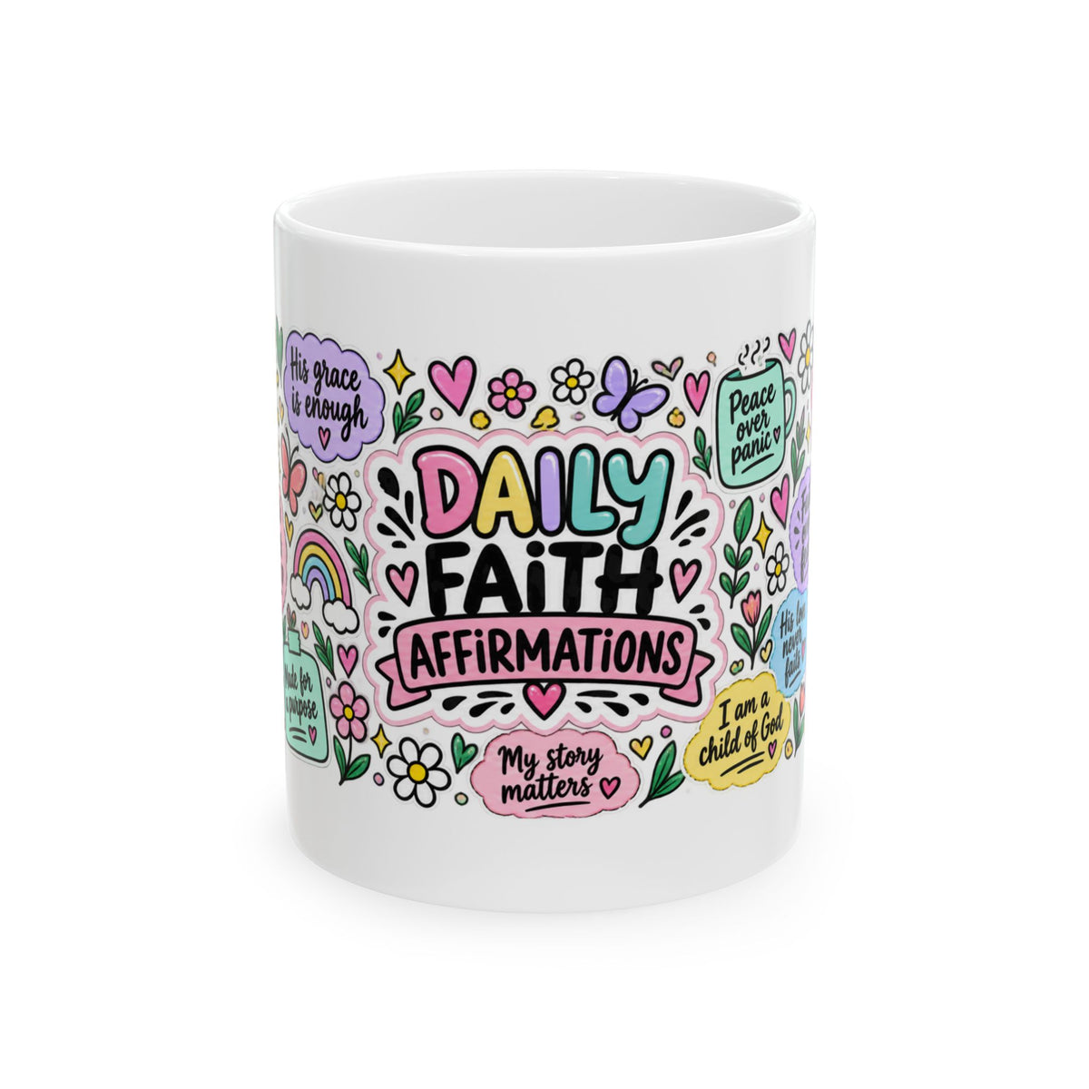 Daily Faith Affirmations Ceramic Mug — Inspirational Christian Coffee Cup (11oz, 15oz)