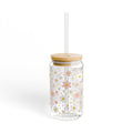 Daisy Floral Sipper Glass — 16oz Reusable Tumbler with Straw