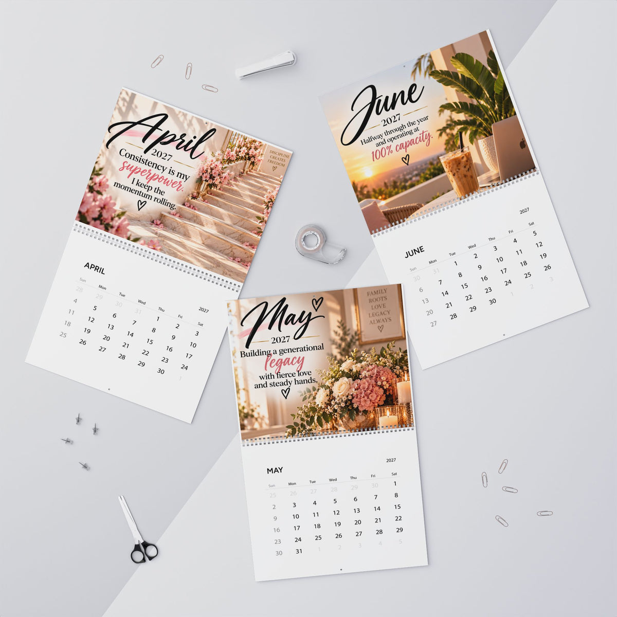 2027 Her Year: Faith • Focus • Strength • Growth Motivational Wall Calendar
