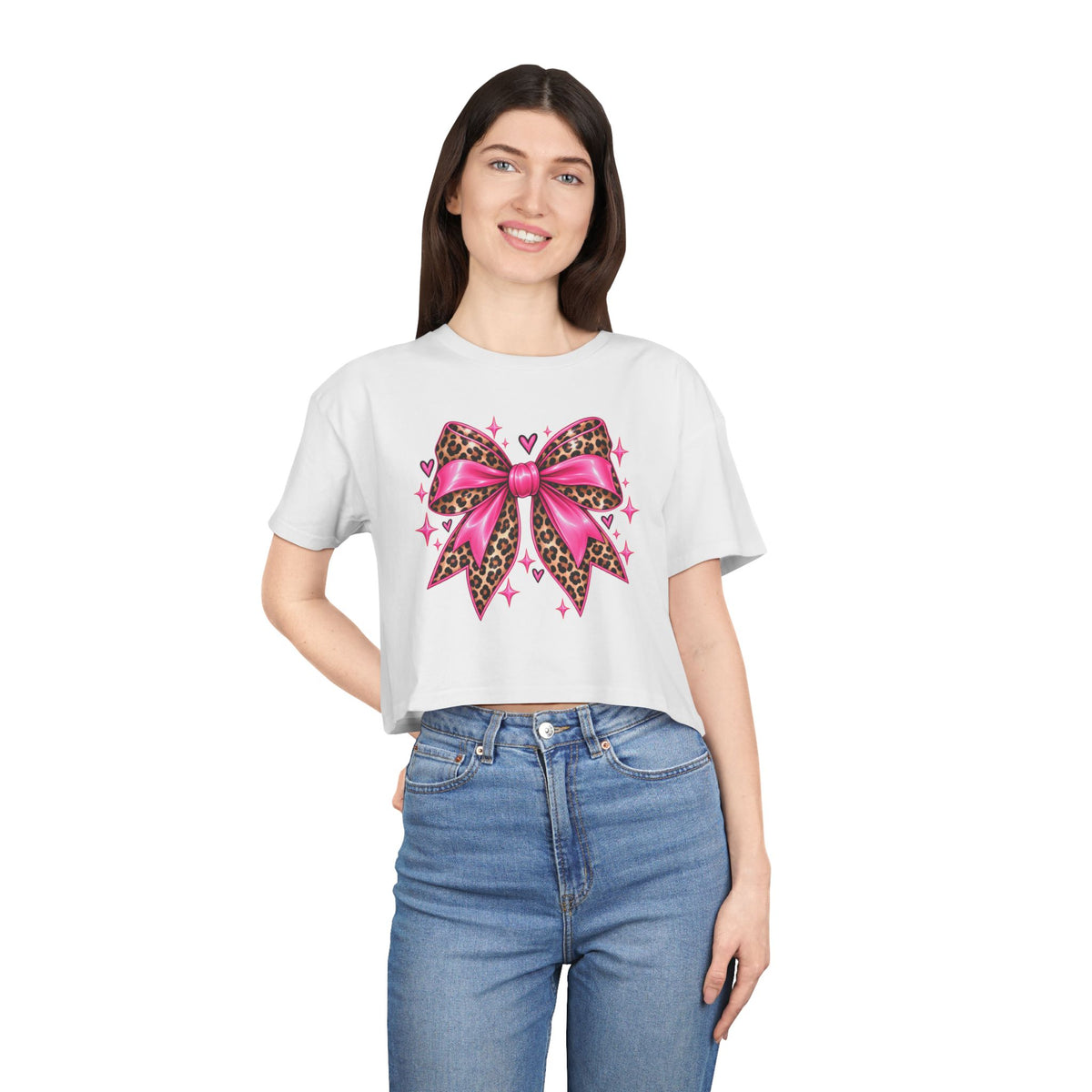 Spotted & Sweet Leopard Bow Crop Tee