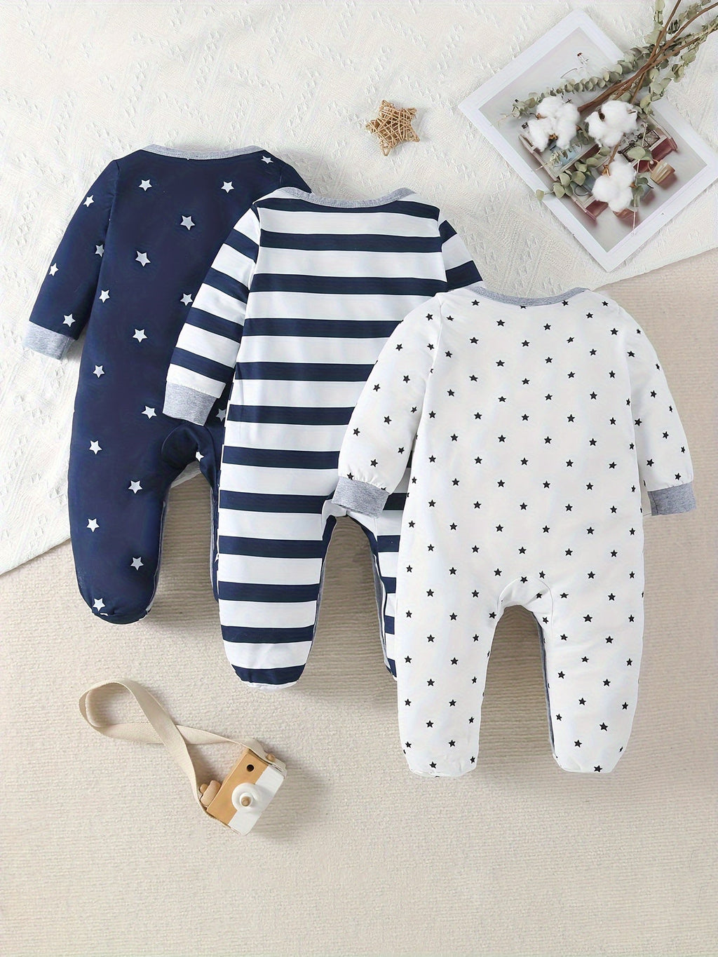 Little Star 3-Piece Footed Baby Boy Bodysuit Set