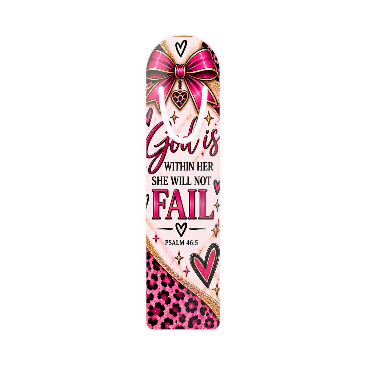God Is Within Her Psalm 46:5 Pink Cheetah Bookmark