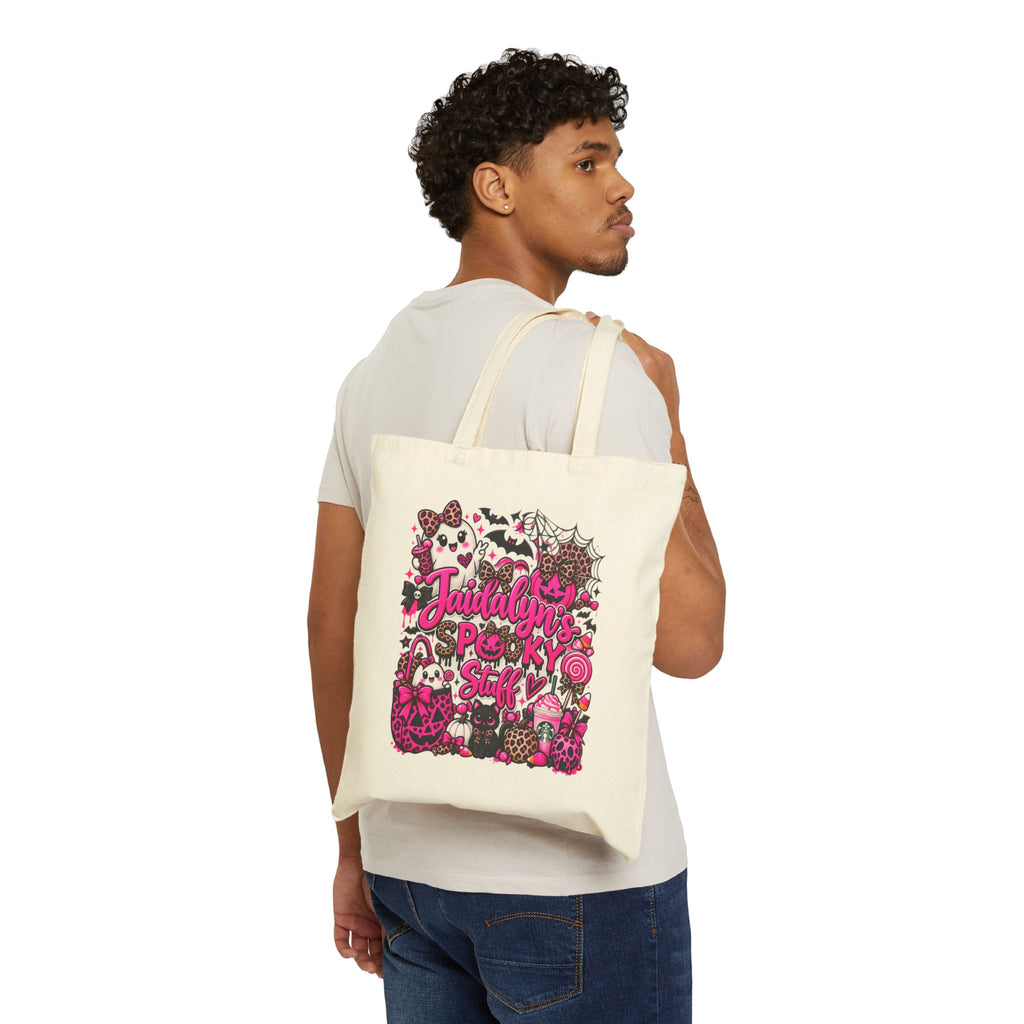 Spooky Pink Halloween Tote Bag – 'Spooky & Stylish' Cotton Canvas Trick-or-Treat Tote