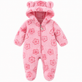 Star Plush Hooded Baby Girl One-Piece.