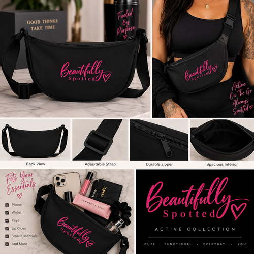 Beautifully Spotted Active Crossbody Bag – Black & Hot Pink