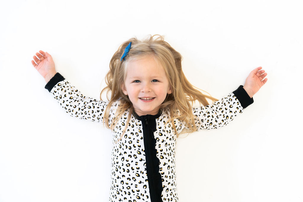 Beautifully Spotted™ Allie Leopard Ruffle Bamboo Footie