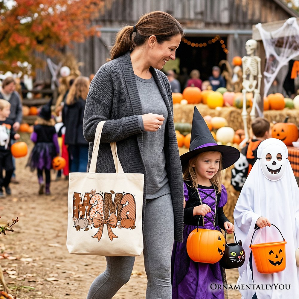 MAMA Patchwork Fall Tote Bag – Cozy Autumn Pumpkins