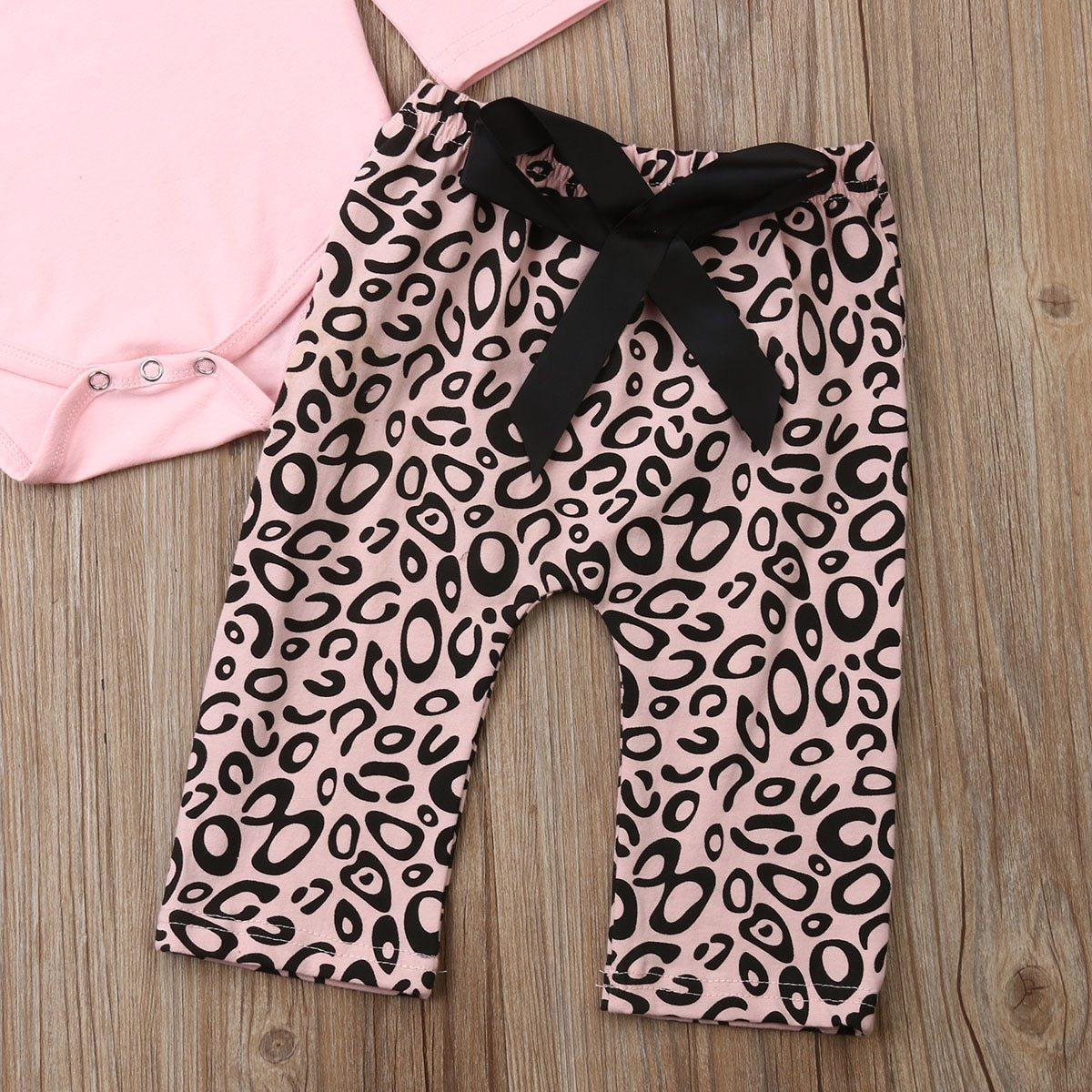 Baby Girl Pink & Leopard 3-Piece Outfit Set with Matching Headband