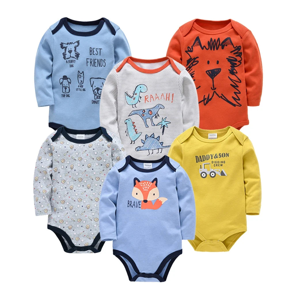 Lil Dudes 6-Piece Baby Boy Long-Sleeve Bodysuit Set