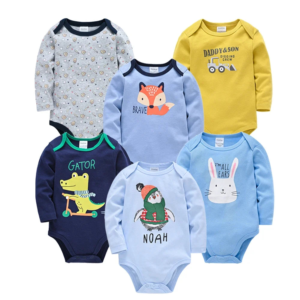 Lil Dudes 6-Piece Baby Boy Long-Sleeve Bodysuit Set