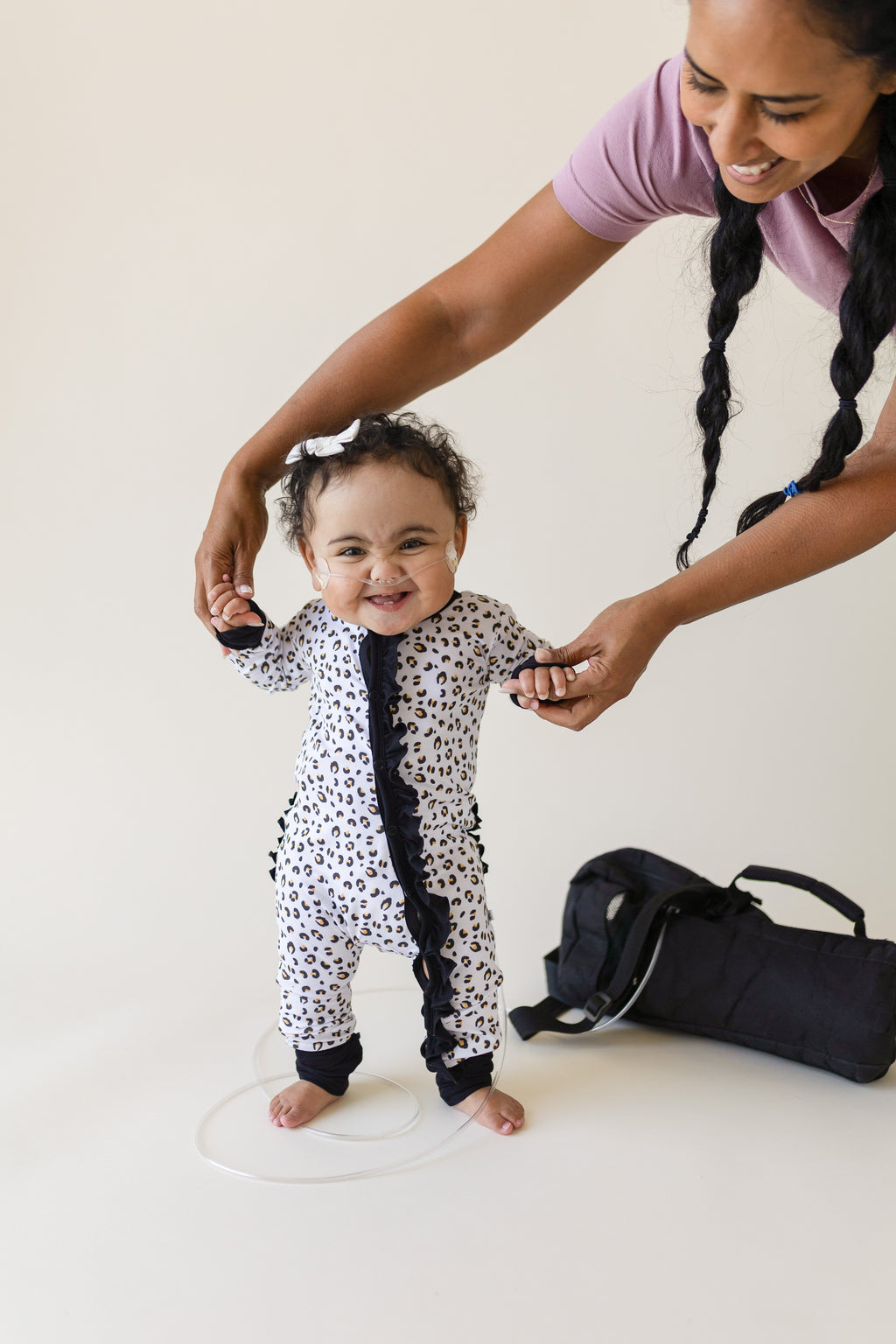 Beautifully Spotted™ Allie Leopard Ruffle Bamboo Footie