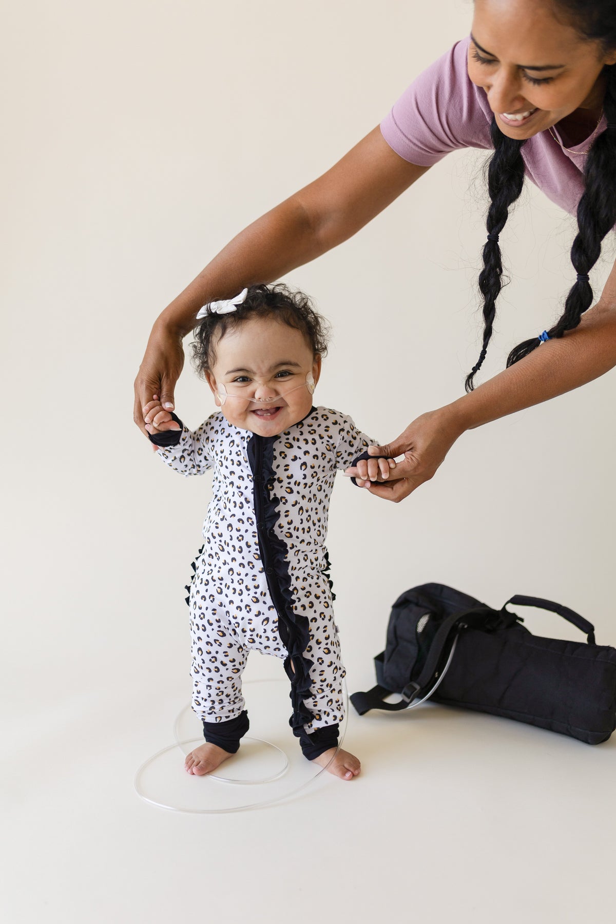 Beautifully Spotted™ Allie Leopard Ruffle Bamboo Footie