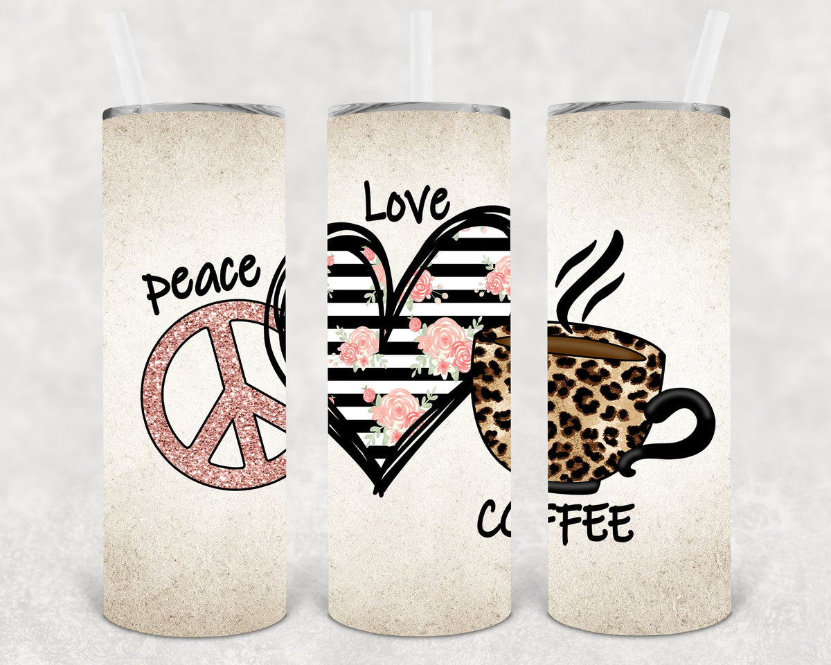 Peace, Love & Coffee | 20 oz Skinny Tumbler