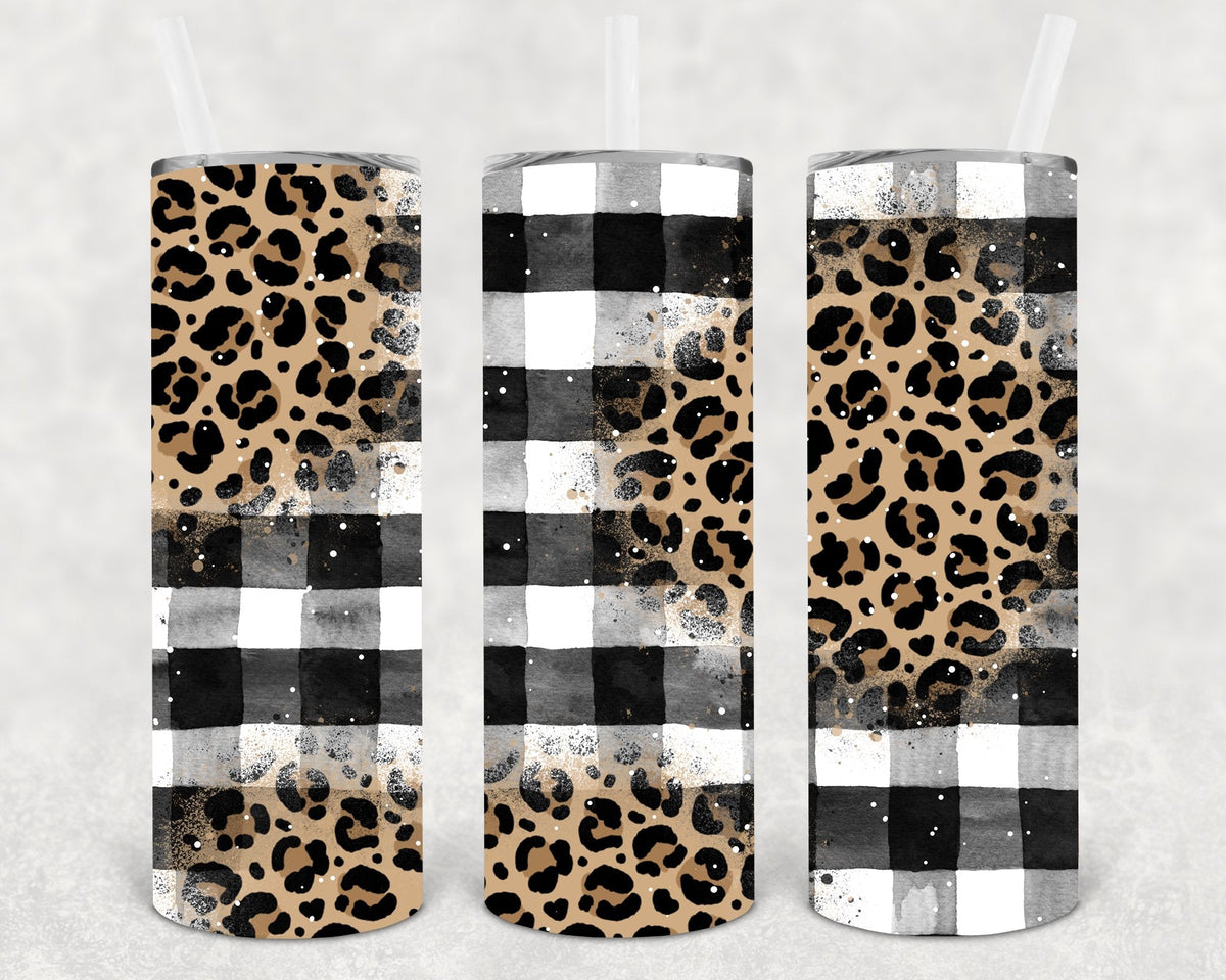 Wild & Checkered | Leopard Plaid 20 oz Tumbler