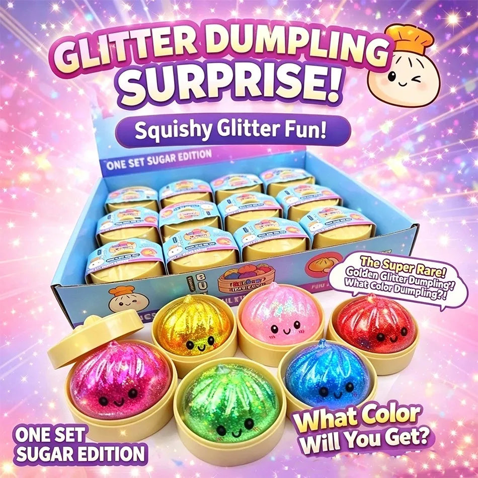 Mystery Glitter Dumpling Squishy – Surprise Sensory Toy