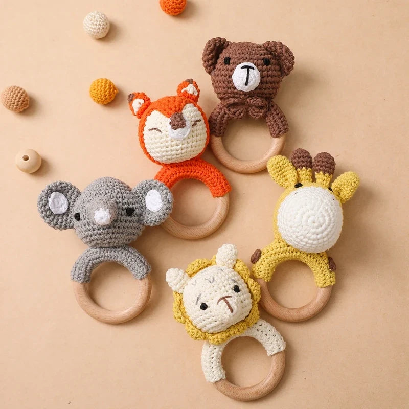 Crochet Animal Baby Teether & Rattle