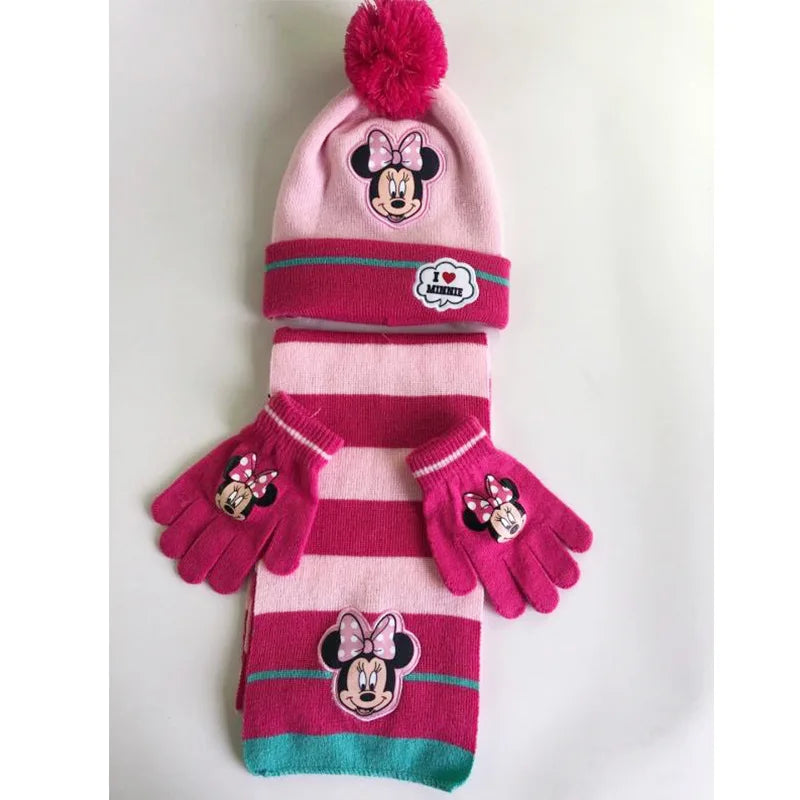Cartoon Ice Princess and Anna Winter AKids 3-Piece Character Christmas Winter Set – Hat, Scarf & Gloves