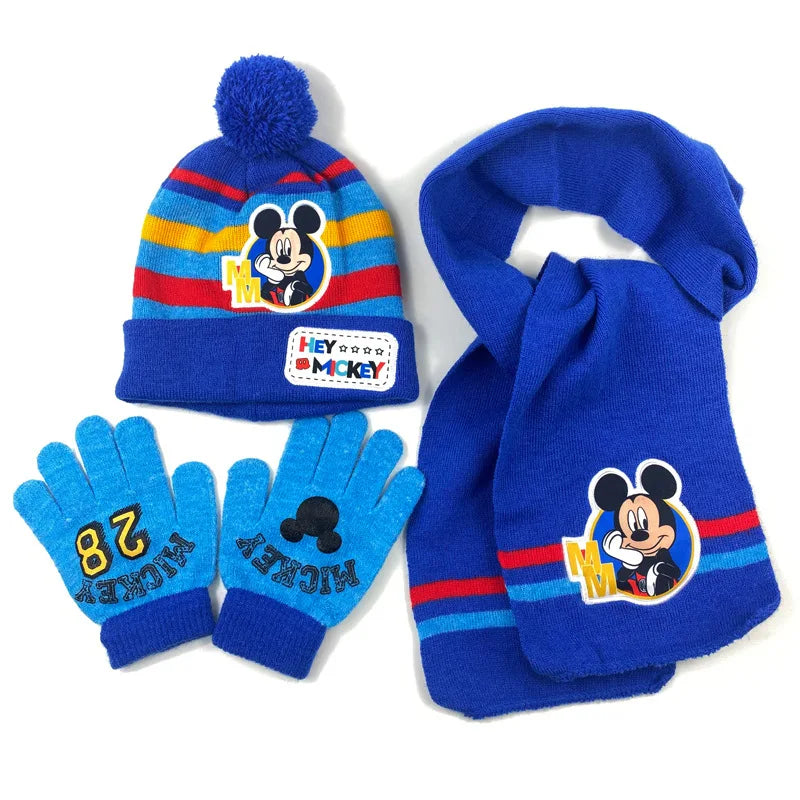 Cartoon Ice Princess and Anna Winter AKids 3-Piece Character Christmas Winter Set – Hat, Scarf & Gloves