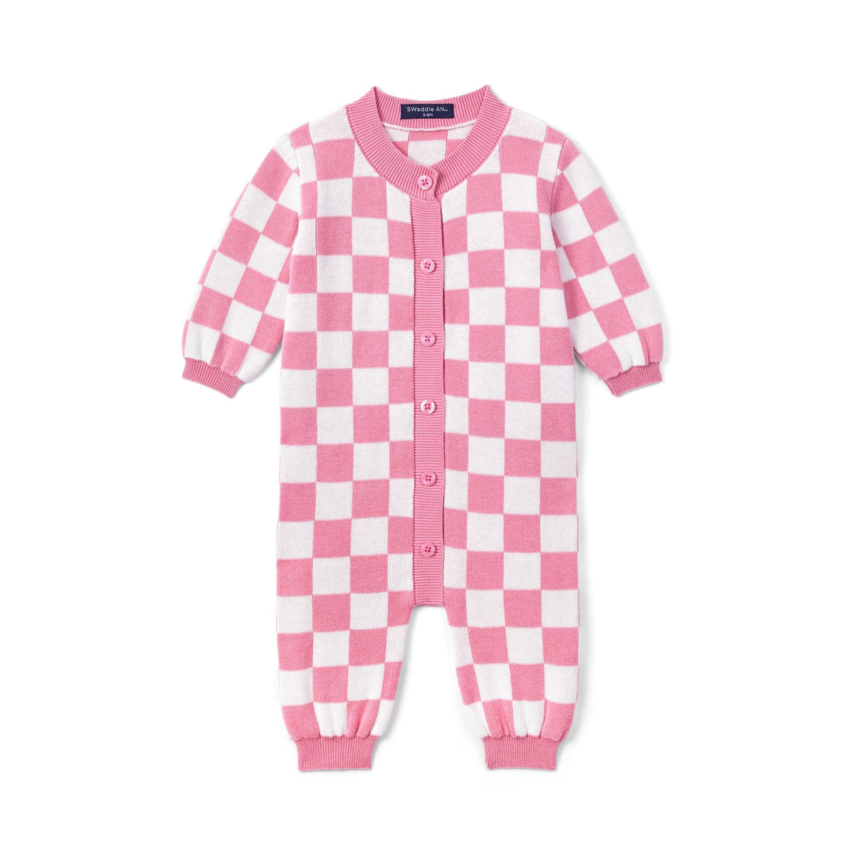 Beautifully Spotted™ Pink Checker Baby Knit Romper