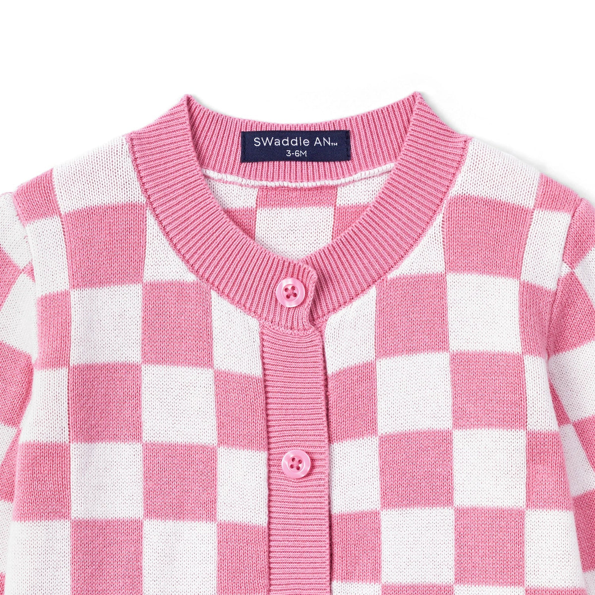 Beautifully Spotted™ Pink Checker Baby Knit Romper