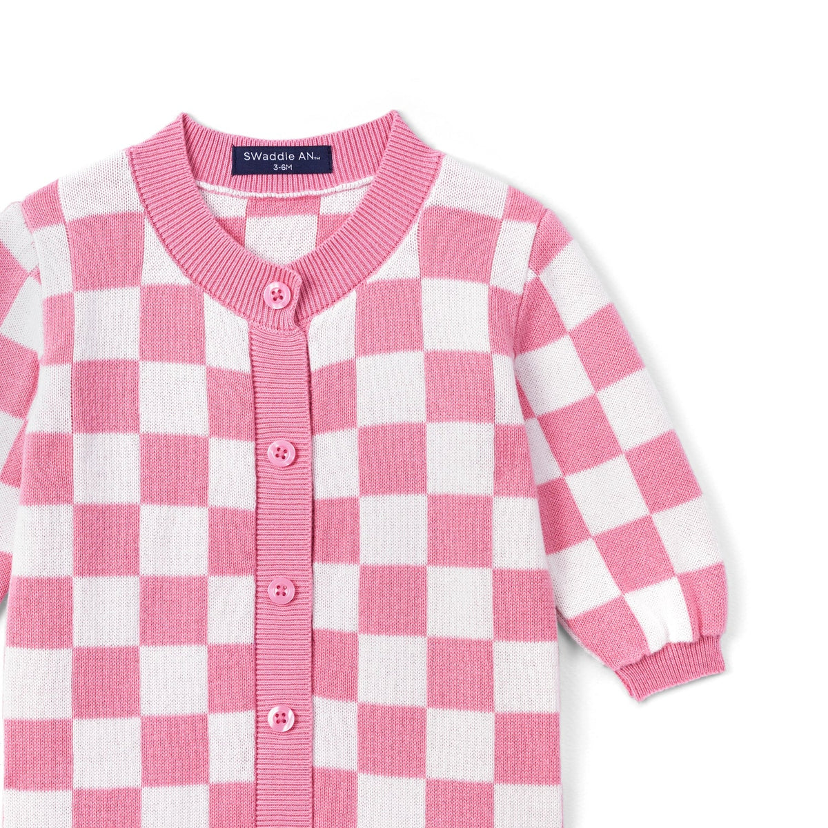Beautifully Spotted™ Pink Checker Baby Knit Romper
