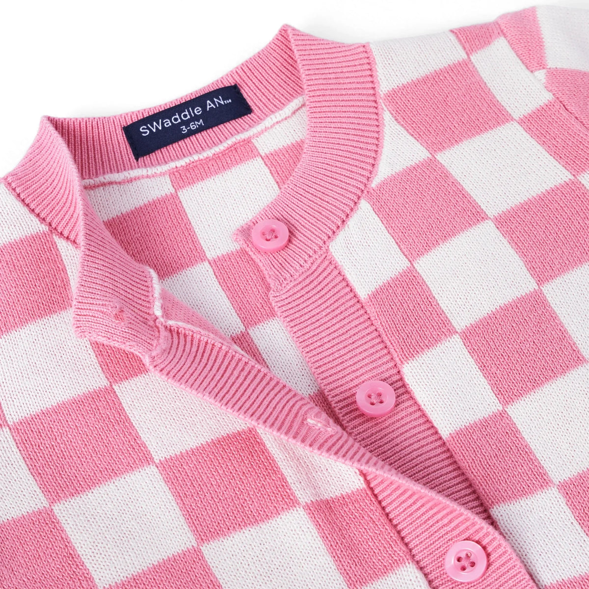 Beautifully Spotted™ Pink Checker Baby Knit Romper
