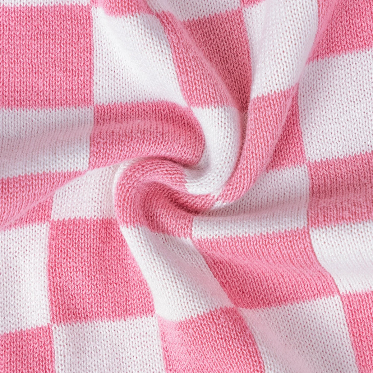 Beautifully Spotted™ Pink Checker Baby Knit Romper